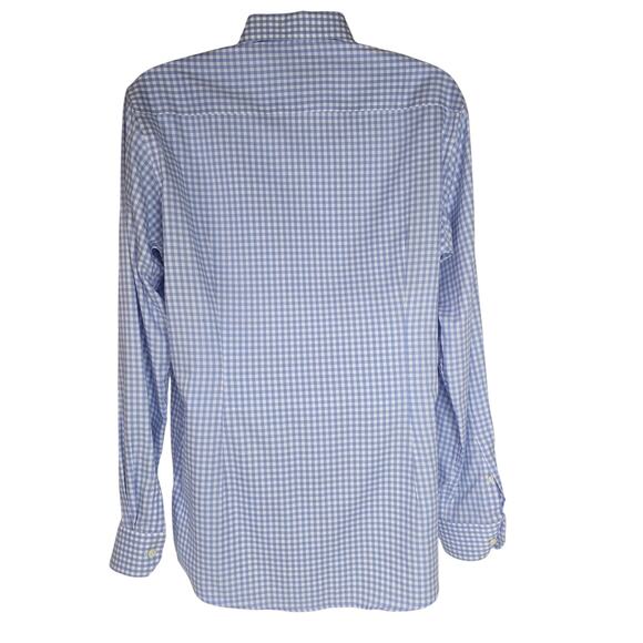 Eton Contemporary Dress Shirt Gingham Plaid Long-sleeve Button Up Blue White - Picture 2 of 8